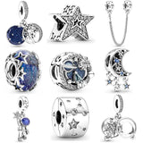 925 Silver Tree Galaxy Moon Safety Chain Bead Charm