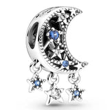 925 Silver Tree Galaxy Moon Safety Chain Bead Charm