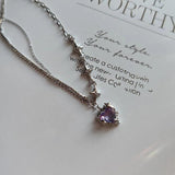 925 Silver Pink Heart Choker Necklace for Women Fine Jewelry