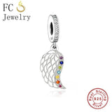 925 Silver Angel Wings Chakra Rainbow Bead Charm Bracelet