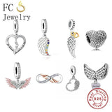 925 Silver Angel Wings Chakra Rainbow Bead Charm Bracelet