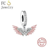 925 Silver Angel Wings Chakra Rainbow Bead Charm Bracelet