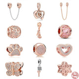 Rose Safety Chain Bead Pendant Dangle Charms for Bracelet