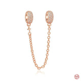 Rose Safety Chain Bead Pendant Dangle Charms for Bracelet
