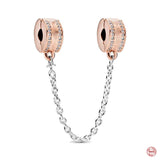 Rose Safety Chain Bead Pendant Dangle Charms for Bracelet