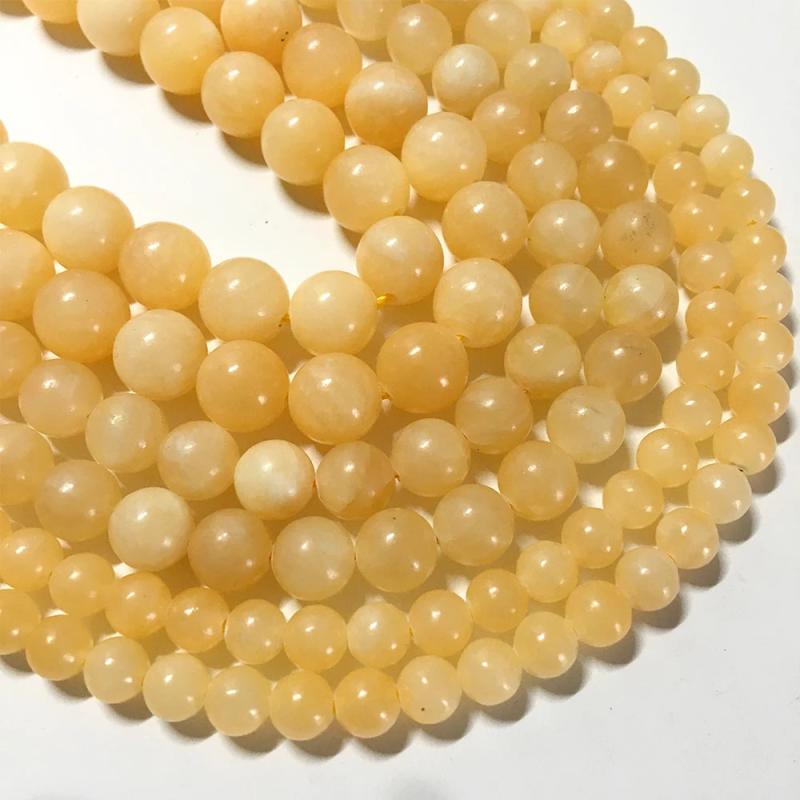 Natural Yellow Calcite Round Beads Stone Bead for Jewelry Making DIY