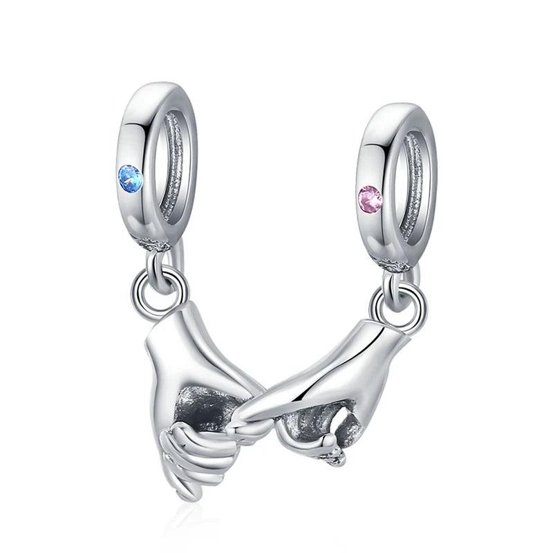 925 Sterling Silver Family Charm Interlocking Finger Pendant