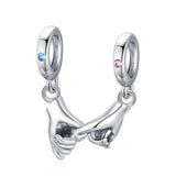 925 Sterling Silver Family Charm Interlocking Finger Pendant