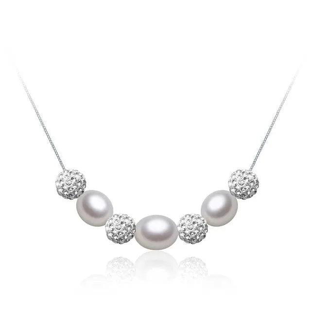 8-9mm Pearl Water Drop Necklace, Sterling Silver Women Jewelry