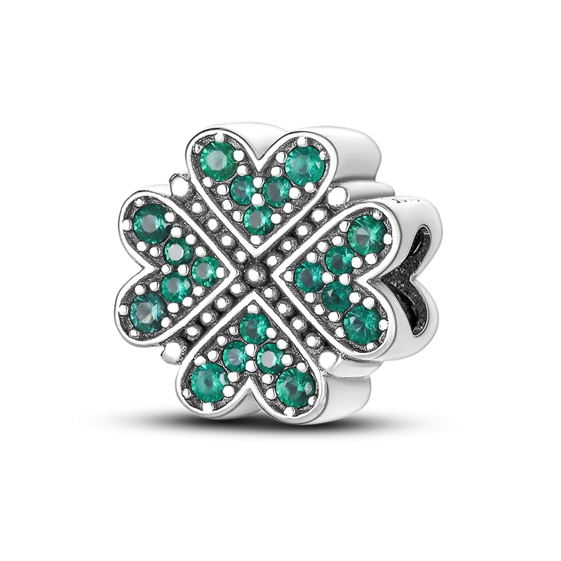 925 Sterling Silver Heart Shaped Clover Bead for Bracelet Making