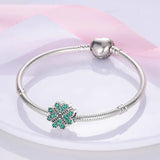 925 Sterling Silver Heart Shaped Clover Bead for Bracelet Making
