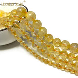Natural Citrine Round Stone Beads for Jewelry Making DIY