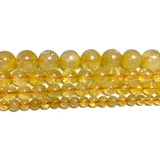 Natural Citrine Round Stone Beads for Jewelry Making DIY