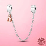 925 Silver Band of Heart Safety Chain Charm Beads for Bracelet Jewelry Making