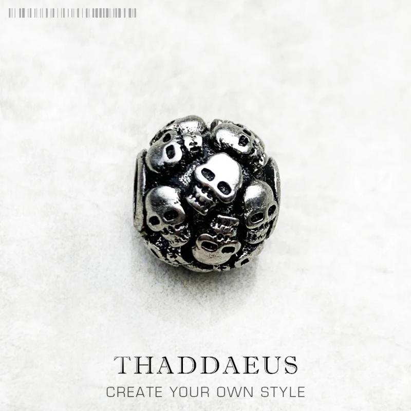 925 Silver Skull Bead Europe Skeleton Charm
