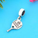 925 Silver Love Beach Tennis Racket Charm Bead for Bracelet