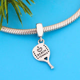 925 Silver Love Beach Tennis Racket Charm Bead for Bracelet