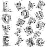 Shining 26 Letter Charm 925 Sterling Silver Bead Bracelet Women Alphabet DIY