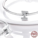 Shining 26 Letter Charm 925 Sterling Silver Bead Bracelet Women Alphabet DIY