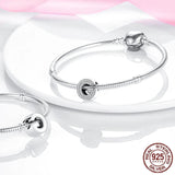 Shining 26 Letter Charm 925 Sterling Silver Bead Bracelet Women Alphabet DIY