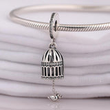 S925 Silver Bird Crystal Pendant Charm for Women Bracelet Bangle
