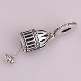 S925 Silver Bird Crystal Pendant Charm for Women Bracelet Bangle