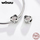 925 Sterling Silver Heart Charm Dangle Mum Beads Fit Charm Bracelet Bangle