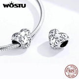 925 Sterling Silver Heart Charm Dangle Mum Beads Fit Charm Bracelet Bangle