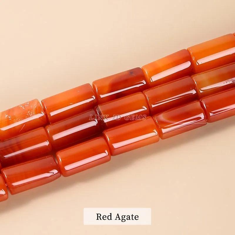 Natural Stone Red Agate Tube Shape Cylinder Beads for Jewelry Making