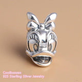 925 Sterling Silver Daisy Duck Portrait Charm Beads for DIY Jewelry Making