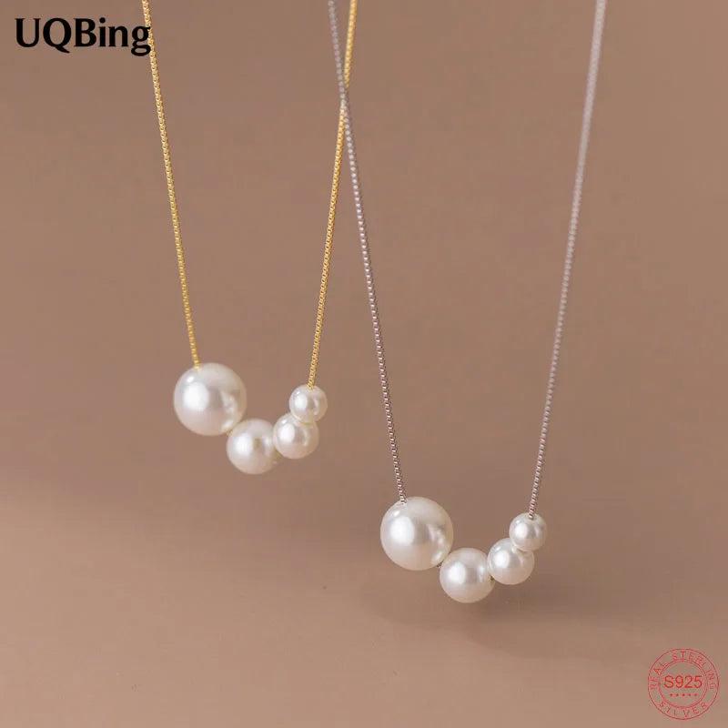 Round Synthetic Pearl Choker Necklace 925 Sterling Silver