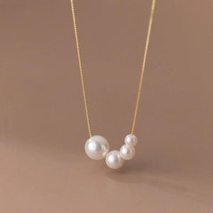 Round Synthetic Pearl Choker Necklace 925 Sterling Silver