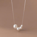 Round Synthetic Pearl Choker Necklace 925 Sterling Silver