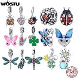 925 Sterling Silver Ladybug Butterfly Beads Charms Pendant Bracelets DIY Jewelry