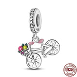 925 Silver Bicycle Pendant Charm Beads for 3mm Bracelet Necklace