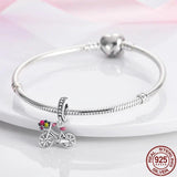 925 Silver Bicycle Pendant Charm Beads for 3mm Bracelet Necklace