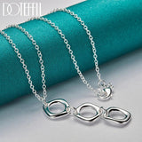 925 Silver Geometric Square Round Pendant Necklace 16-30 Inch Chain