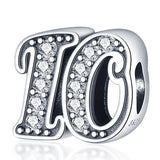 Silver Zircon Arabic Numeral Beads Bracelet Necklace Plata De Ley Charms Women