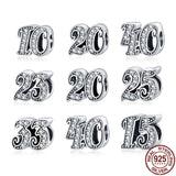 Silver Zircon Arabic Numeral Beads Bracelet Necklace Plata De Ley Charms Women