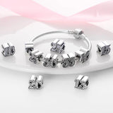 Silver Zircon Arabic Numeral Beads Bracelet Necklace Plata De Ley Charms Women
