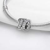 Silver Zircon Arabic Numeral Beads Bracelet Necklace Plata De Ley Charms Women