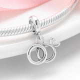 925 Sterling Silver Heart Charm Pendant Beads Couple Fit Bracelet Jewelry