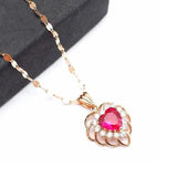 Purple Heart Ruby Pendant 14K Rose Plated Necklace