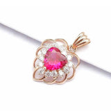 Purple Heart Ruby Pendant 14K Rose Plated Necklace