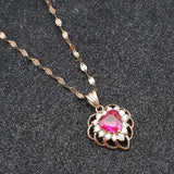 Purple Heart Ruby Pendant 14K Rose Plated Necklace