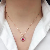 Purple Heart Ruby Pendant 14K Rose Plated Necklace