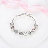 925 Silver Zircon CZ Heart Clip Charms for Bracelet DIY Jewelry