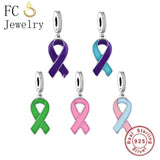 925 Silver Cancer Awareness Bead for Charm Bracelet