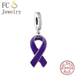 925 Silver Cancer Awareness Bead for Charm Bracelet