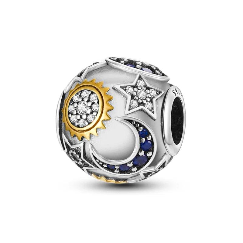 925 Silver Celestial Moon Sun Star Charm for Bracelet Pendant